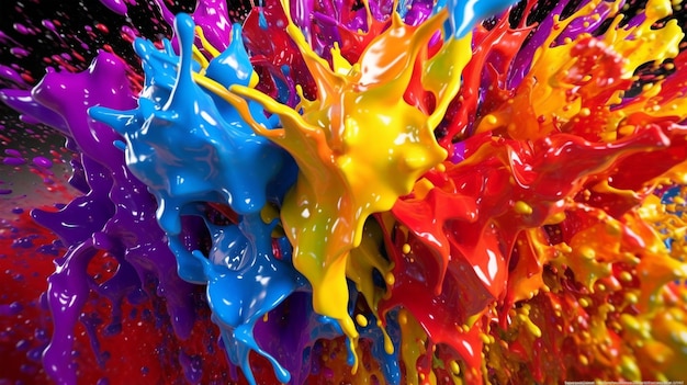 Abstract art with colorful splash 3d Generated AI