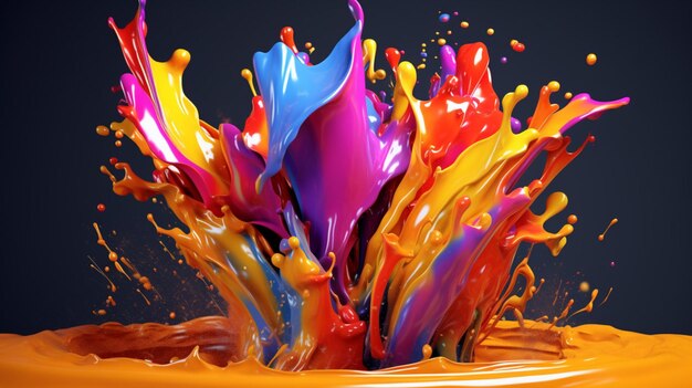 Photo abstract art with colorful splash 3d