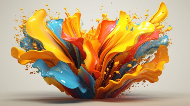 Abstract art with colorful splash 3d