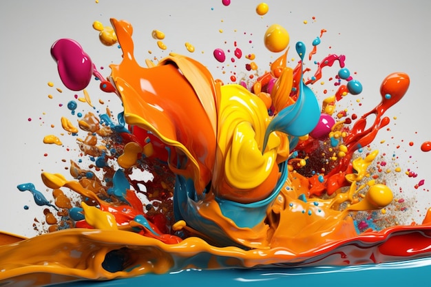 Abstract art with colorful splash 3d