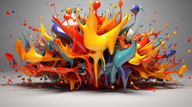 Abstract art with colorful splash 3d