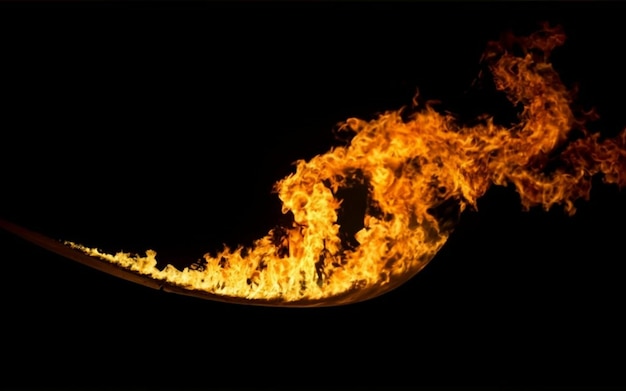 Photo abstract art with fire flames on black background