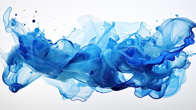 白い水色の背景に青いインクのスプラッシュの抽象的な芸術的なデザイン