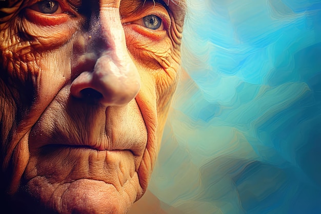 Abstract Artistic Graphic Old Man Portrait Alzheimers Disease