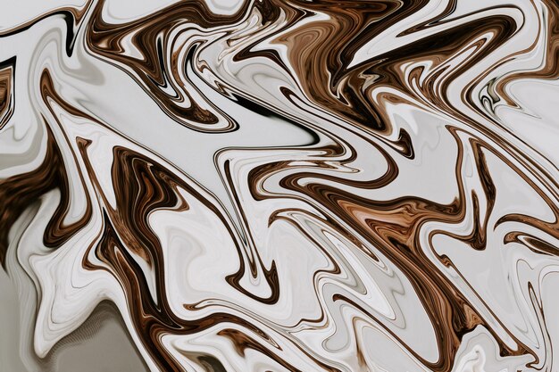 Abstract artwork featuring fluid organic lines in black white and brown layered and overlapping