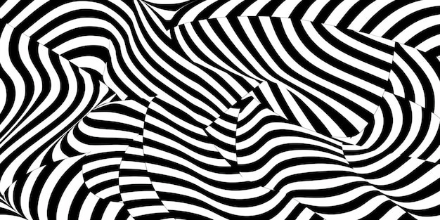 An abstract artwork inspired by Op Art with contrasting black and white patterns that create a sens