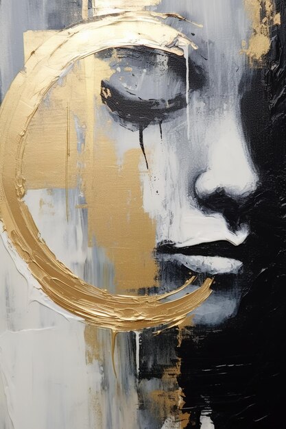 Abstract Artwork with Gold and Black Accents