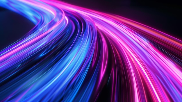 Photo the abstract ascending pink and blue neon lines are isolated on a black background an ultraviolet wallpaper in digital form