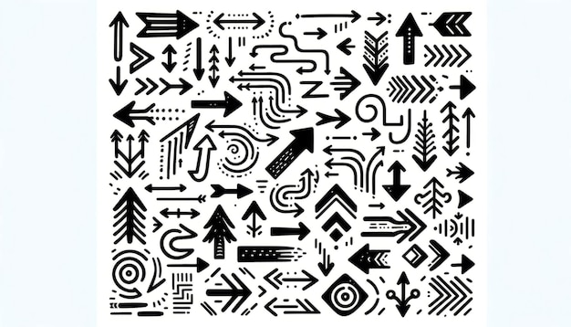 Abstract Assortment of Black Arrows on White