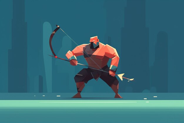 Abstract athlete archery man with arrow and target in games