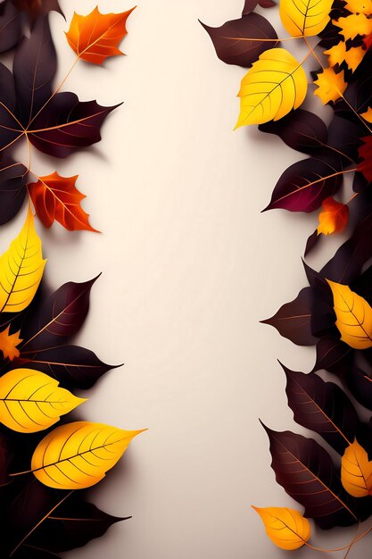 Abstract autumn background with maple tree leaves flat lay top view copy space minimal concept