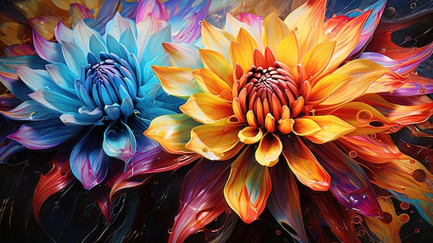 抽象的な秋の花の流体アート生成 AI