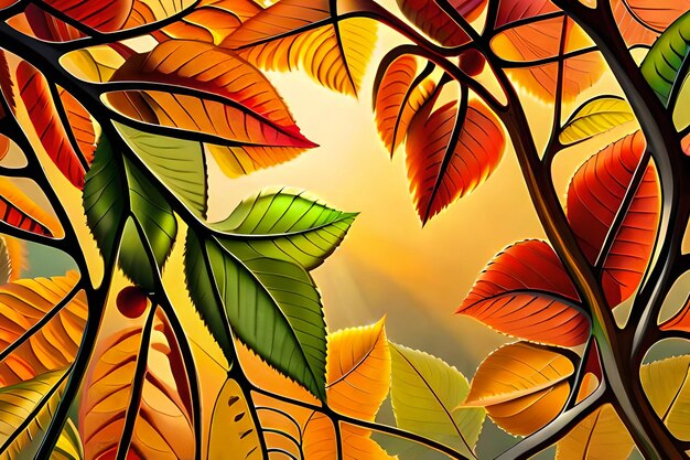 Abstract autumn natural background with yellow maple leaves