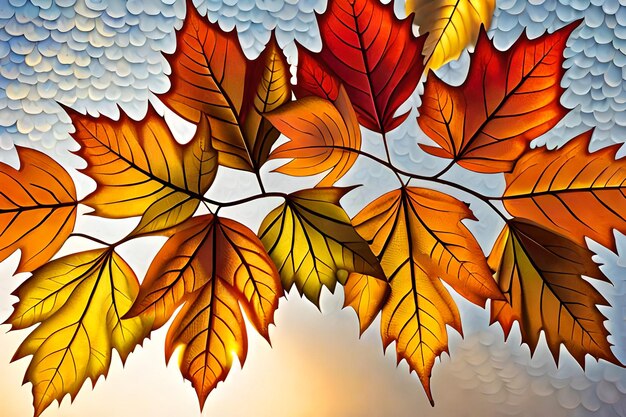 Abstract autumn natural background with yellow maple leaves