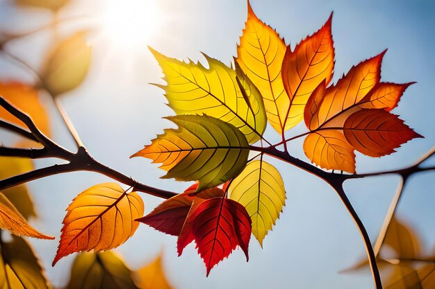 Abstract autumn natural background with yellow maple leaves