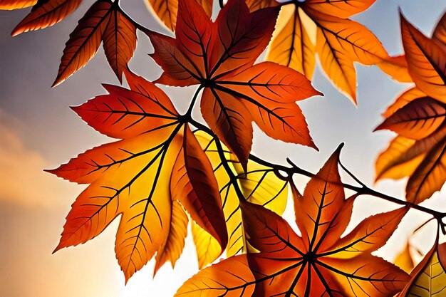 Abstract autumn natural background with yellow maple leaves