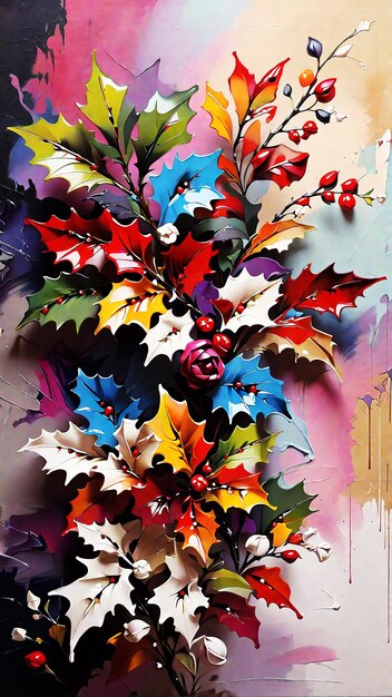 Foto astratto fantastico multicolore holly flower pittura hd acrilico