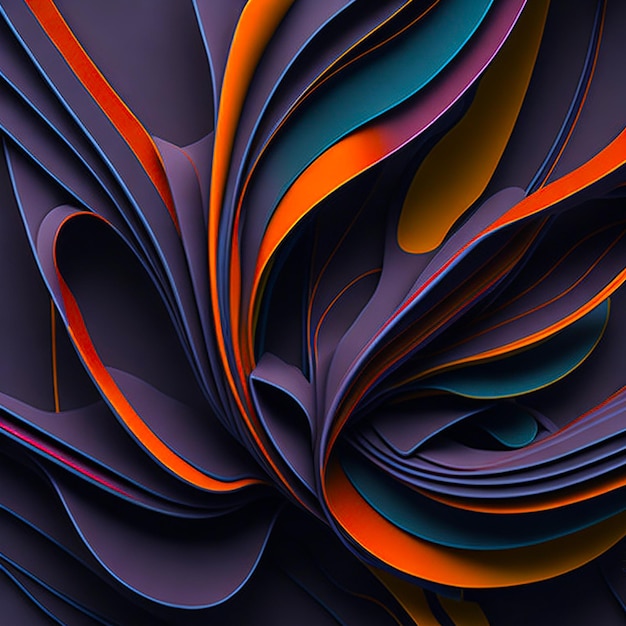 抽象的な背景 滑らかな曲線 鮮やかな色 AI によって生成された波が流れる