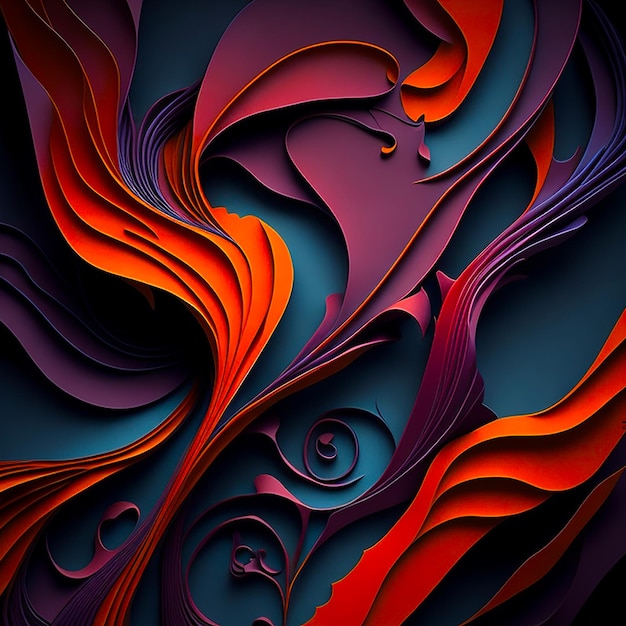 Abstract backdrop smooth curves vibrant colors flowing waves generated by AI