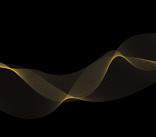 Abstract backdrop with luxury golden waves on dark background