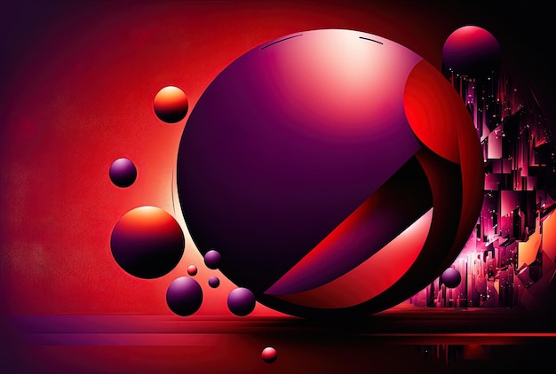 Abstract backdrop with a spherical in red and purple