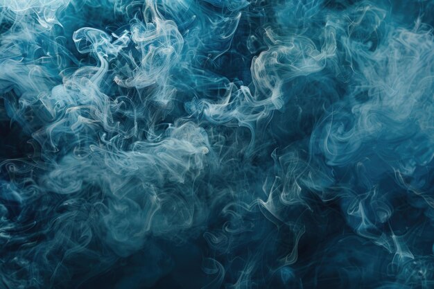 Photo abstract backdrop with stains of blue incense smoke