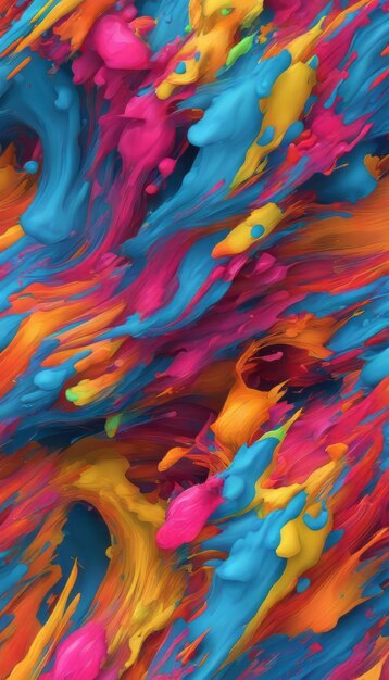 Abstract background of acrylic paint in blue orange yellow and pink colors