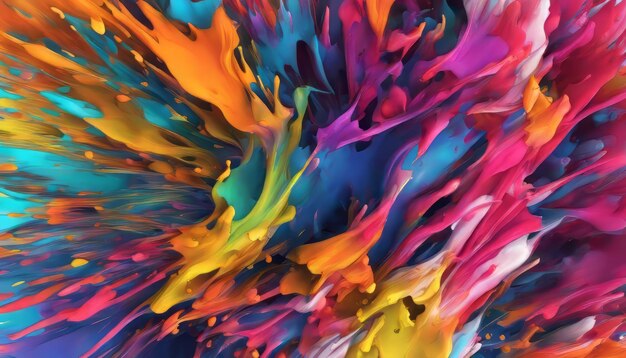 Photo abstract background of acrylic paint in blue pink and yellow colors