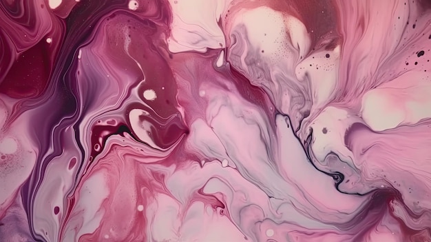 Abstract background of acrylic paint in pink and purple tones Liquid marble texture