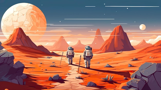 Abstract background astronauts The courage and exploration of astronauts in a visually stunning illustration showcased in a striking banner design against backdrop Generative AI