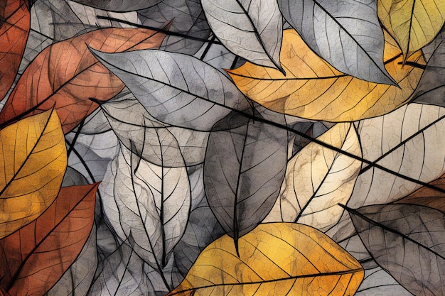 Абстрактный фон осенних листьев Бесшовный рисунок для вашего дизайна