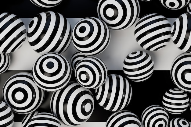 Abstract background. balloon patterns with black and white
stripes in a circle on a striped black