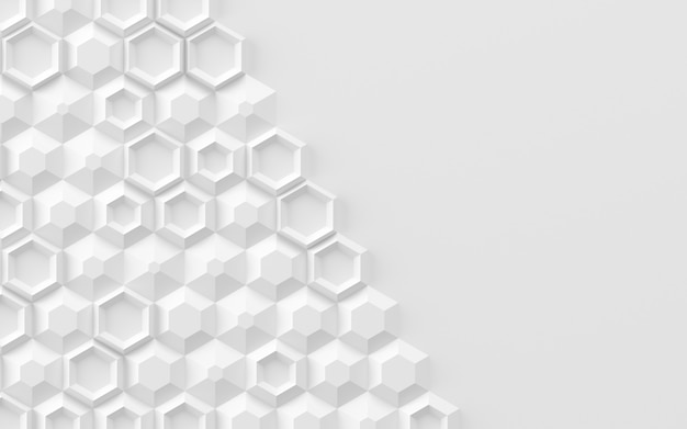 Abstract background based on random volumetric hexagonal elements 3D illustration 