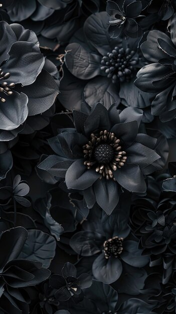 Abstract background of black flowers wallpaper