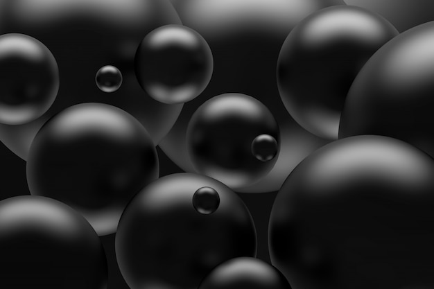 Abstract background of black glossy big balls. 