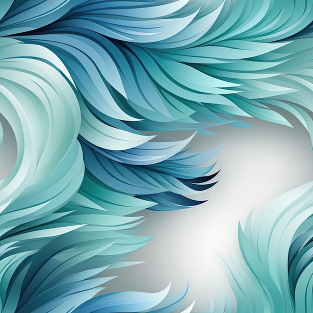 Abstract background of blue feathers with detailed foliage tiled