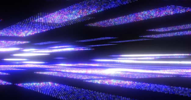 Абстрактный синий фон из футуристических высокотехнологичных прямоугольников пиксельных частиц, летящих со свечением