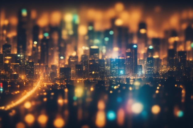 Abstract background of the blurred big city lights