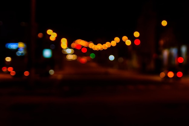 Abstract background of the blurred big city lights