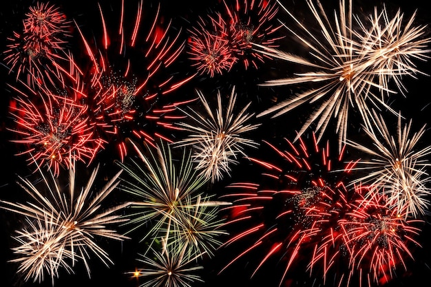 Photo abstract background bright explosions fireworks black background