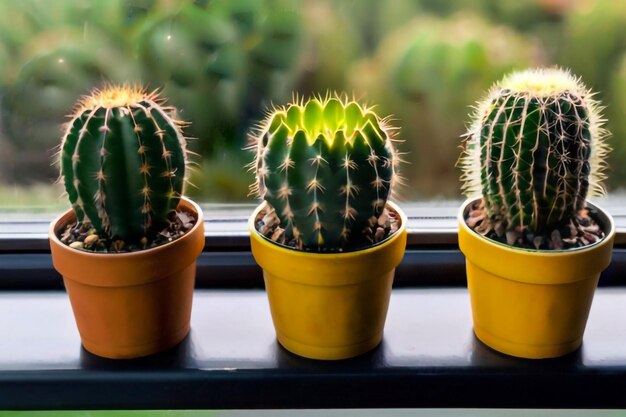 abstract background cactus on window in dark tone