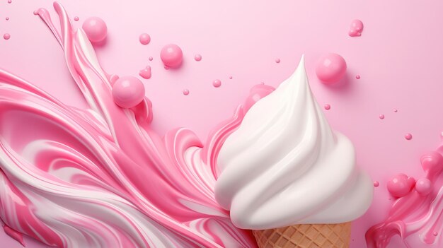 Abstract background of chewing gum and ice cream in pink and white Generative AI