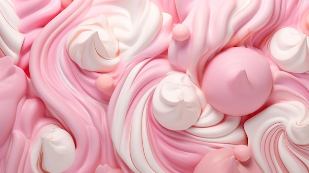Abstract background of chewing gum and ice cream in pink and white Generative AI