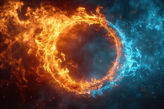 Abstract background circle fire frame Generative AI