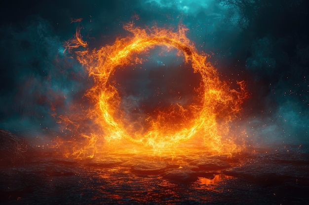 Abstract background circle fire frame Generative AI