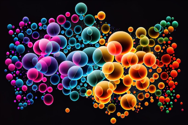 Abstract background of colored bubbles Generative AI