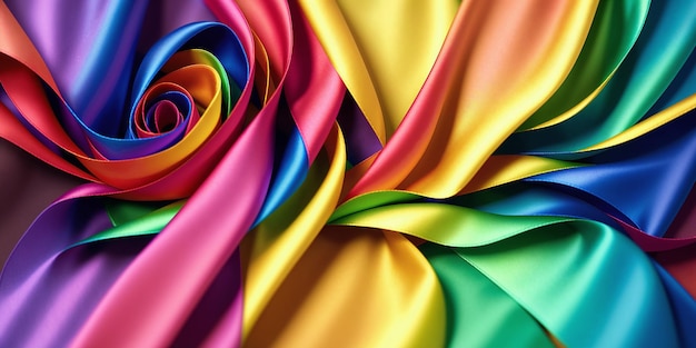 Абстрактный фон из цветной мятой ткани Красочная иллюстрация Генеративный AI