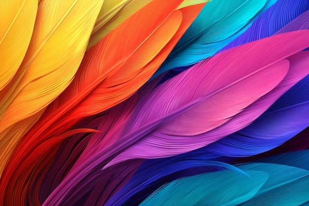 Abstract background of colored feathers