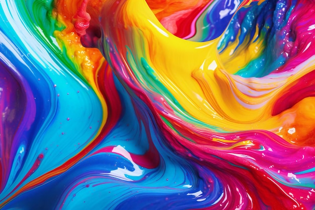 Photo abstract background of colorful acrylic paint in the form of a wave