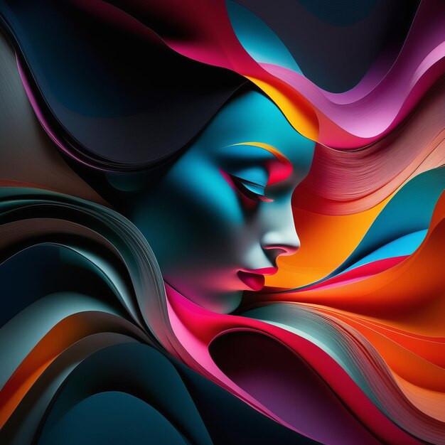 abstract background of colorful fractal lines and waves of color and modern palette